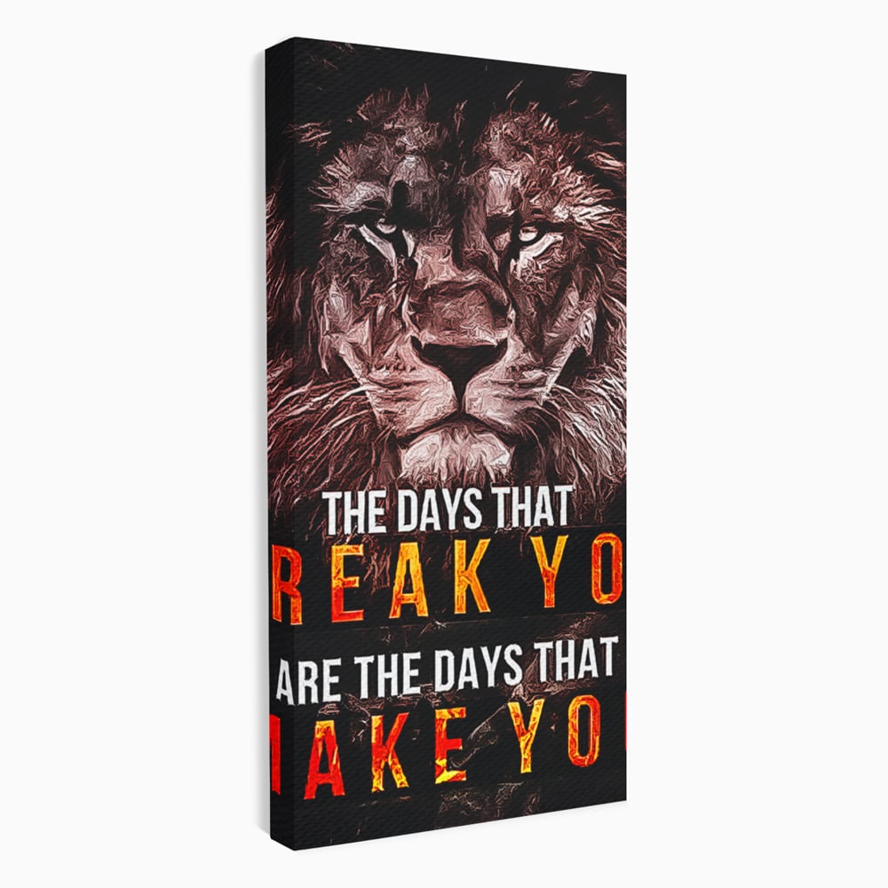 Tablou canvas cu tablou canvas cu leu si mesaj motivational, fara rama, pe sasiu de lemn
